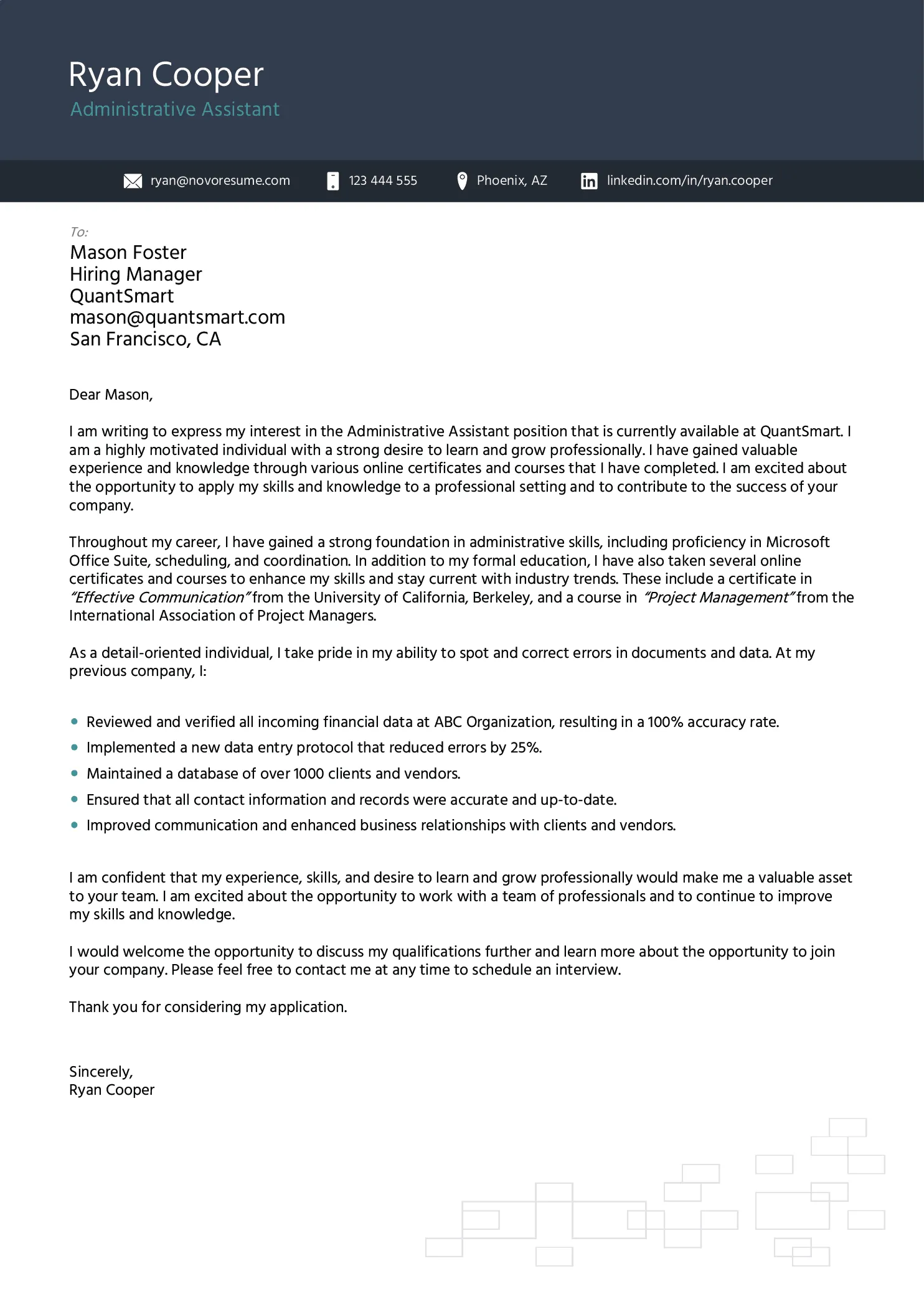 Creative Templates for Cover Letter