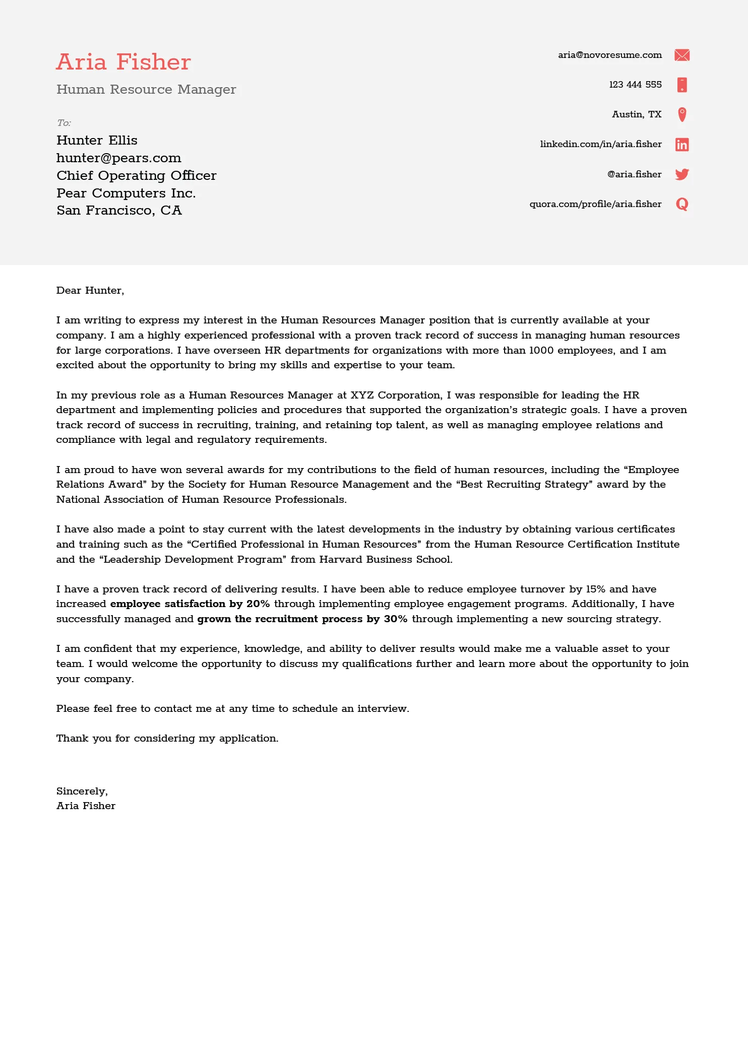Executive Templates for Cover Letter