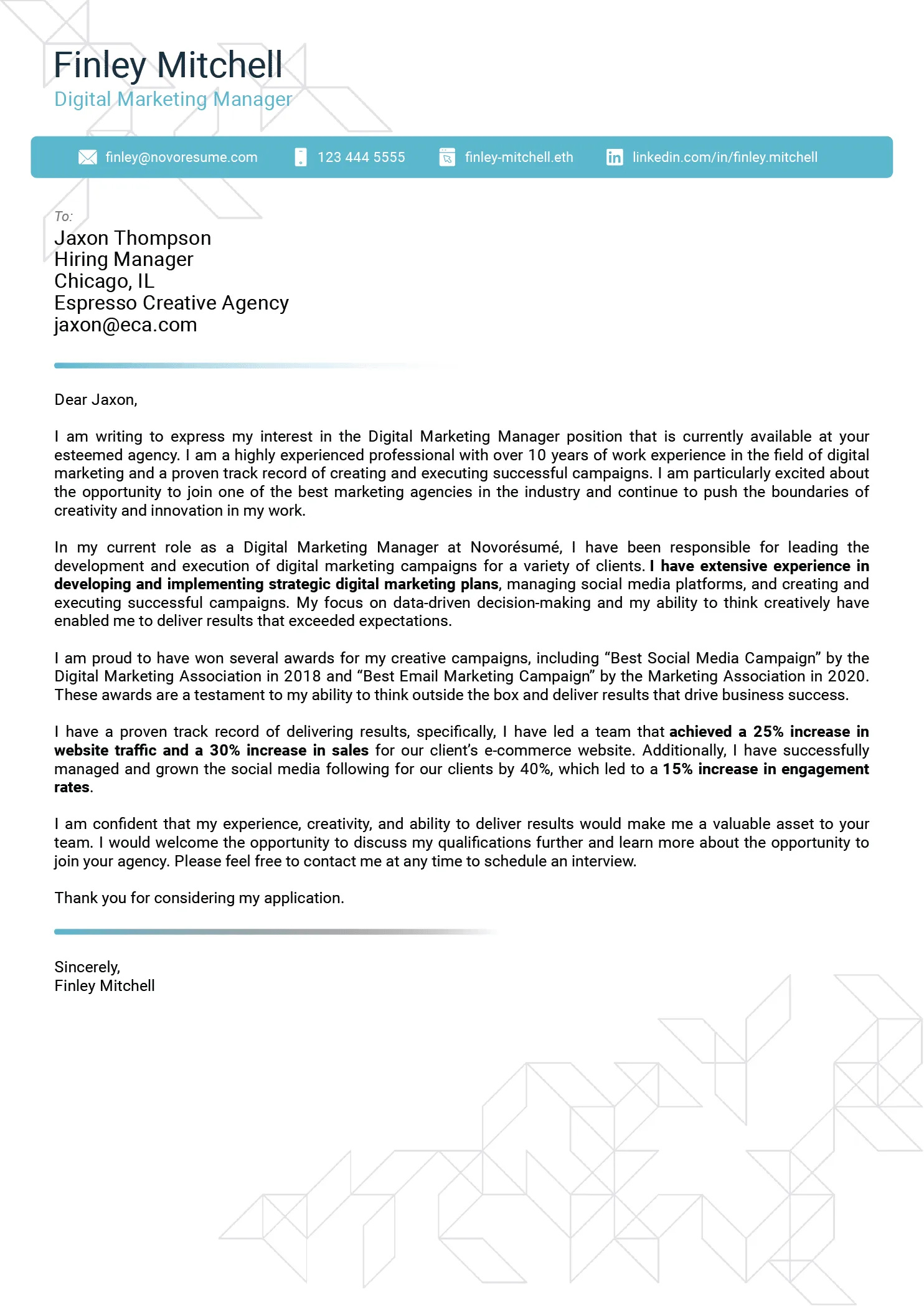 Hybrid Templates for Cover Letter