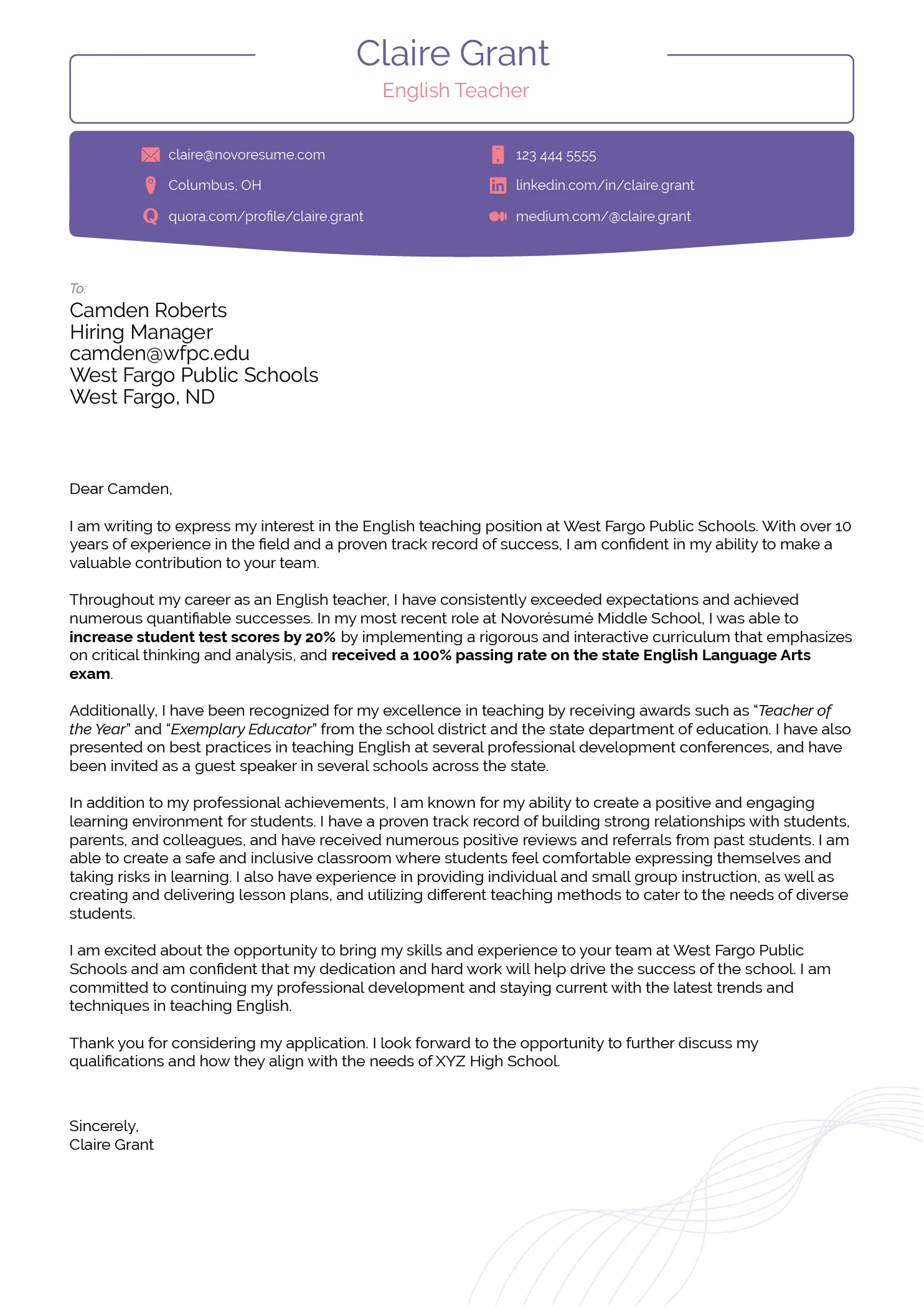 Traditional Templates for Cover Letter